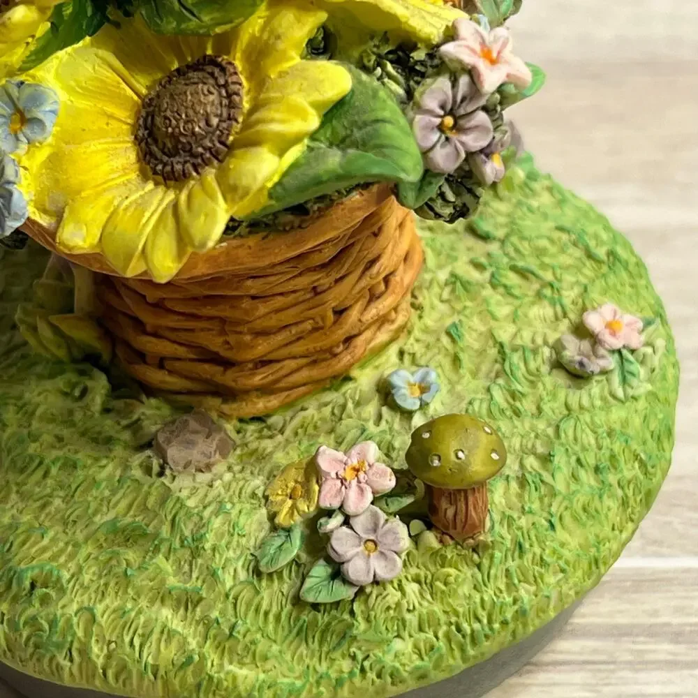 WoW! Adorable Vintage Sunflowers Mushrooms Butterfly And Flowers Candle Topper